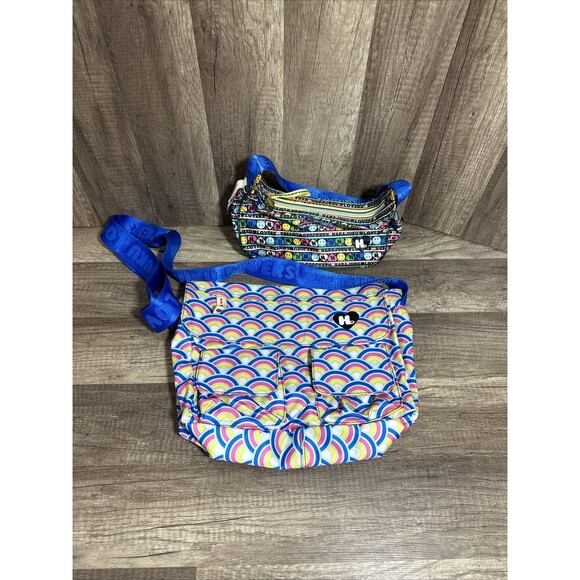 2 Harajuku Lovers Gwen Stefani Colorful Purse Crossbody Bag Smiley face Hearts - Picture 1 of 16